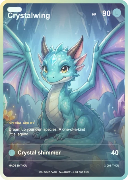 Crystalwing trading card: Dream up your own species