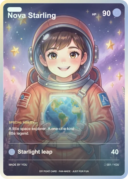 Nova Starling trading card: A little space explorer