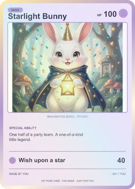 Starlight Bunny trading card: One half of a party team