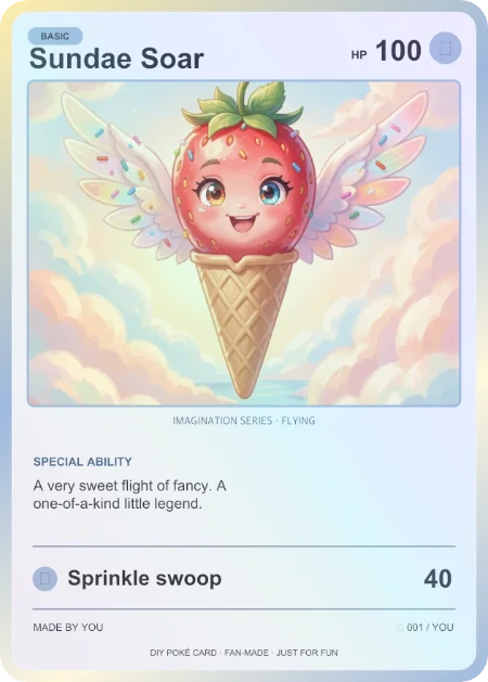 Sundae Soar trading card: A very sweet flight of fancy