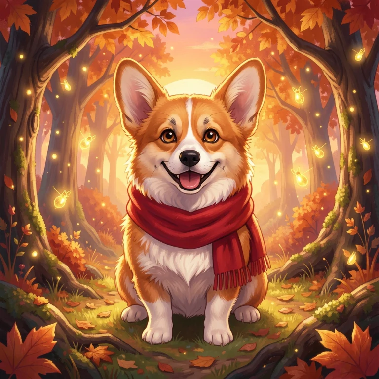 Cinder Corgi: Your best friend, extra magical. AI artwork made in this studio.