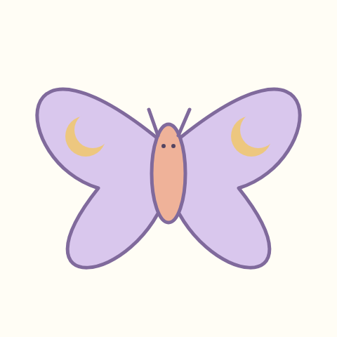 Simple sample drawing of a moth with moon marks on its wings