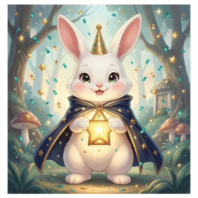 Starlight Bunny: One half of a party team. AI artwork made in this studio.