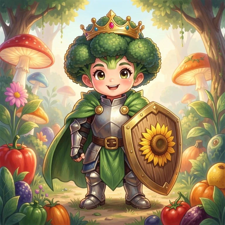 Sir Broccoli: Even vegetables can be heroes. AI artwork made in this studio.