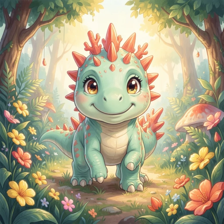 The AI illustration of Sproutsaur made from the sketch